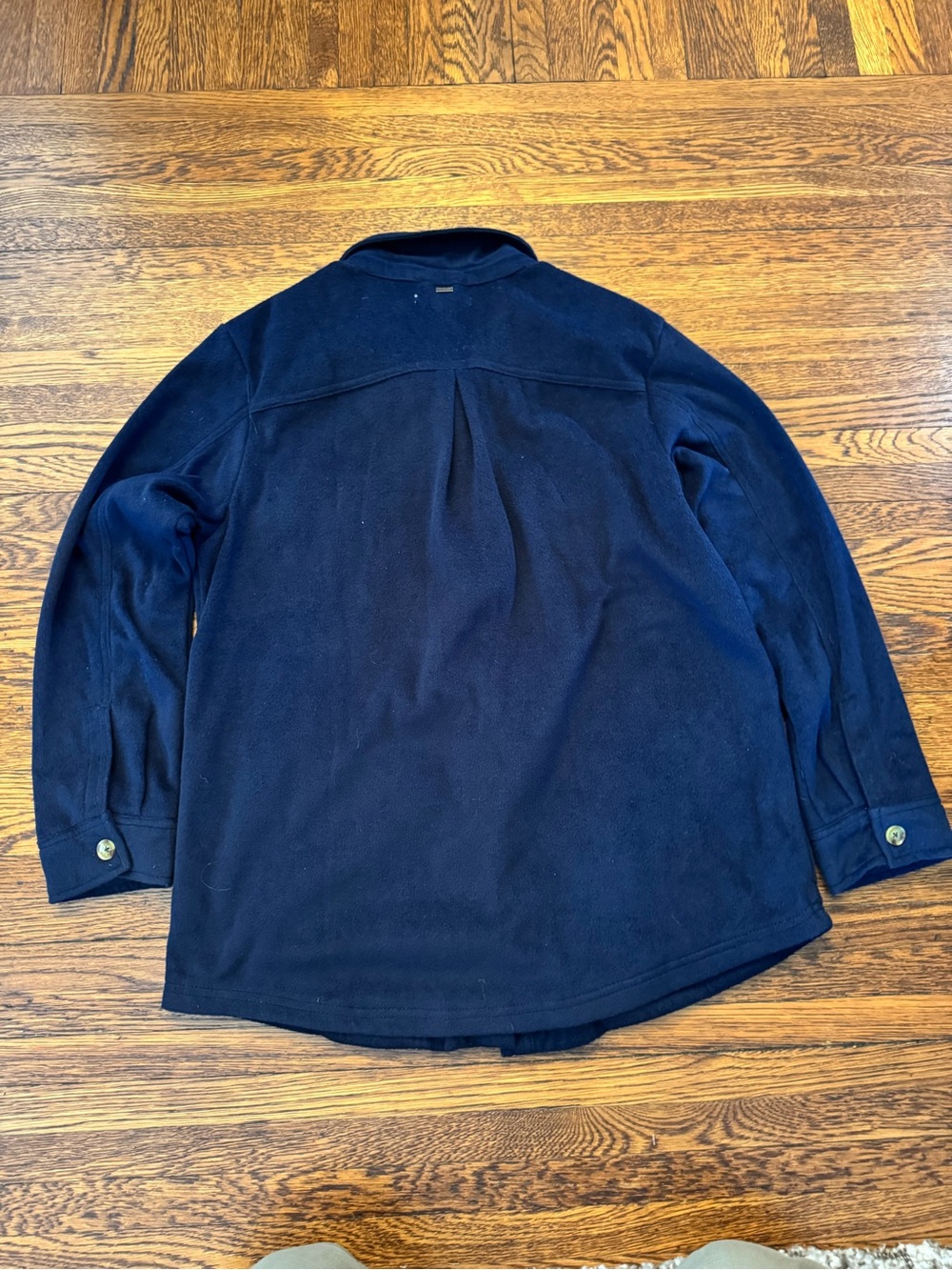 Navy Button-Front Fleece Shacket - Picture 8 of 12